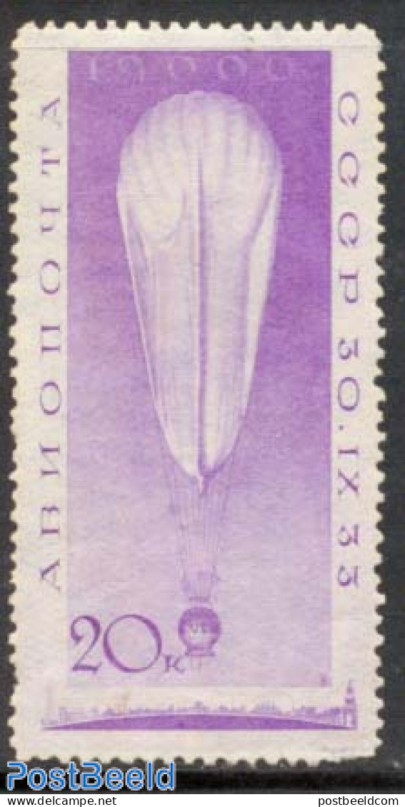 Russia, Soviet Union 1933 20K, Stamp Out Of Set, Without Gum, Unused (hinged), Transport - Balloons - Ongebruikt