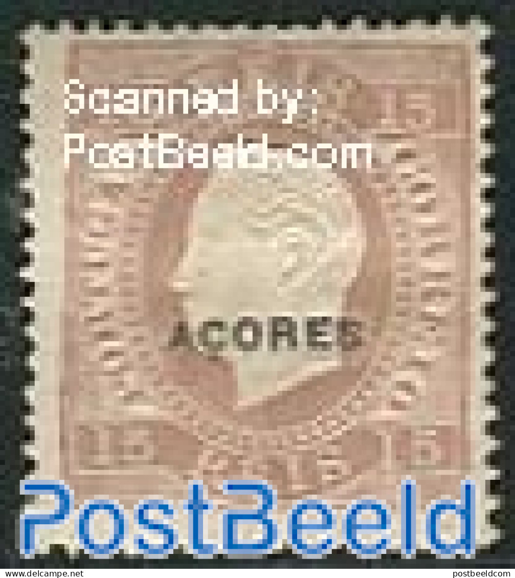 Azores 1882 15R, Perf. 13.5, Stamp Out Of Set, Unused (hinged) - Azores