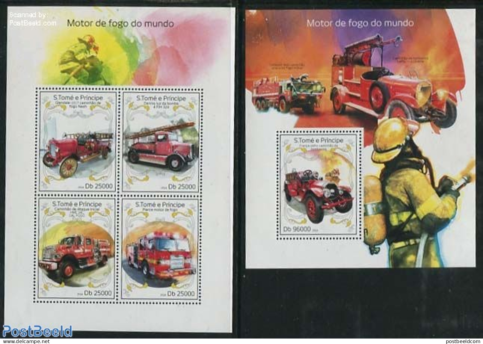 Sao Tome/Principe 2014 Fire Engines 2 S/s, Mint NH, Transport - Fire Fighters & Prevention - Firemen
