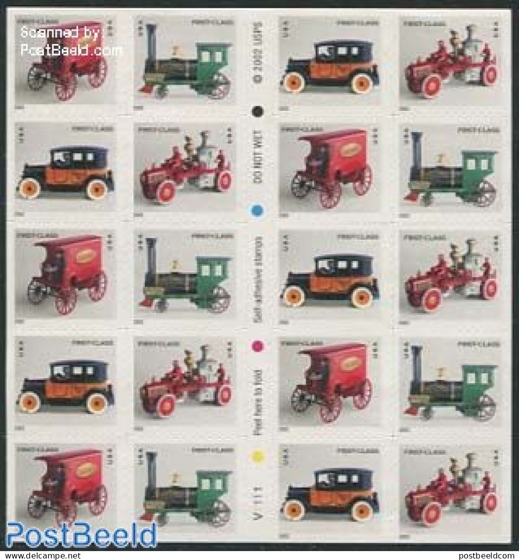 United States Of America 2002 Christmas Foil Booklet S-a, Mint NH, Transport - Various - Stamp Booklets - Automobiles .. - Nuevos