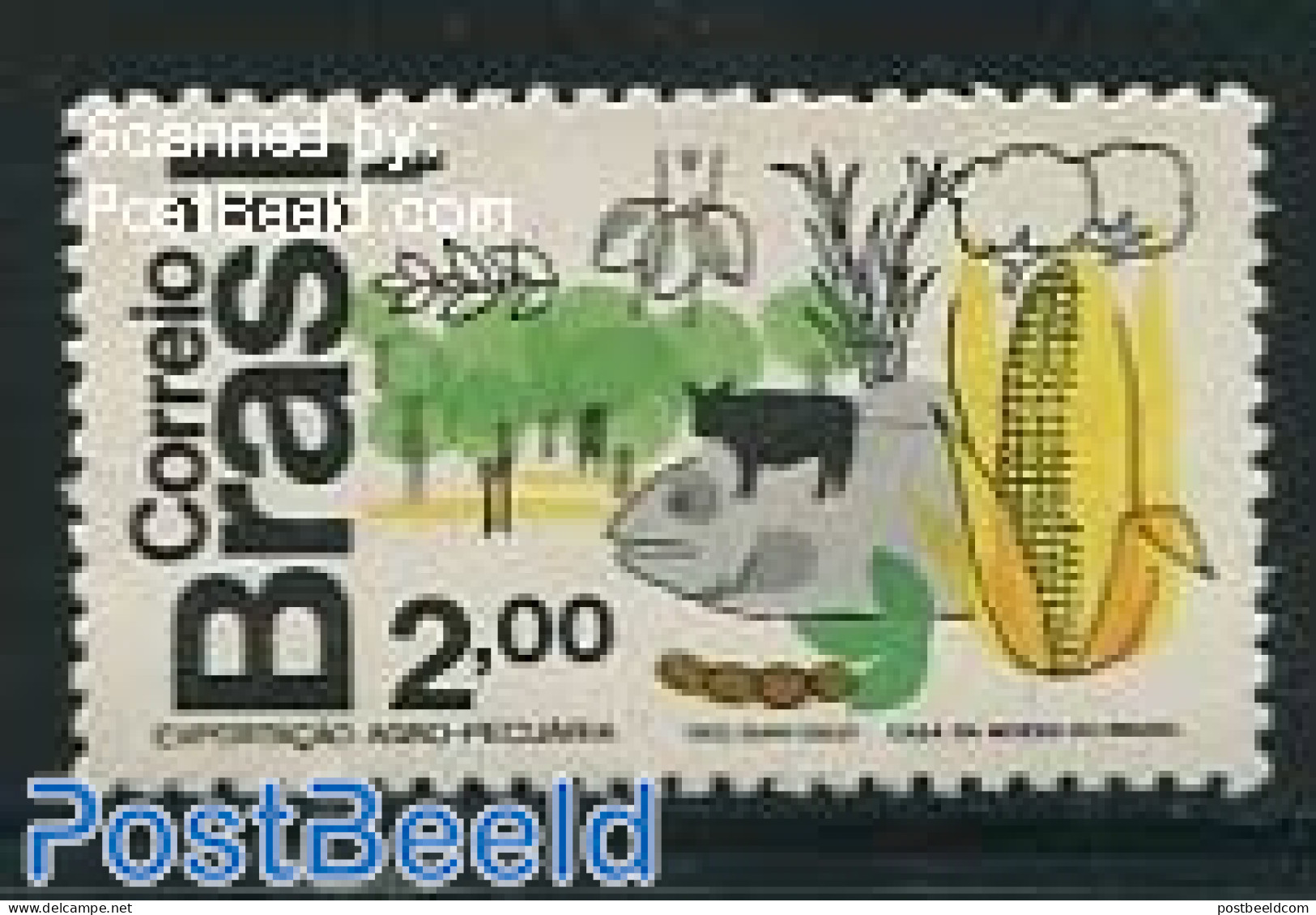 Brazil 1972 2Cr, Stamp Out Of Set, Mint NH, Health - Nature - Food & Drink - Cattle - Fish - Neufs