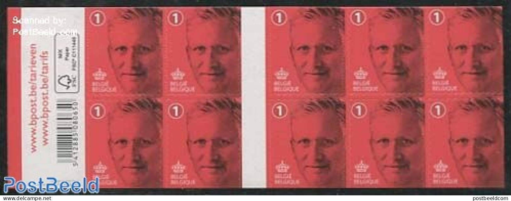 Belgium 2015 Definitive King Philip Red Booklet, Mint NH, History - Kings & Queens (Royalty) - Stamp Booklets - Nuevos