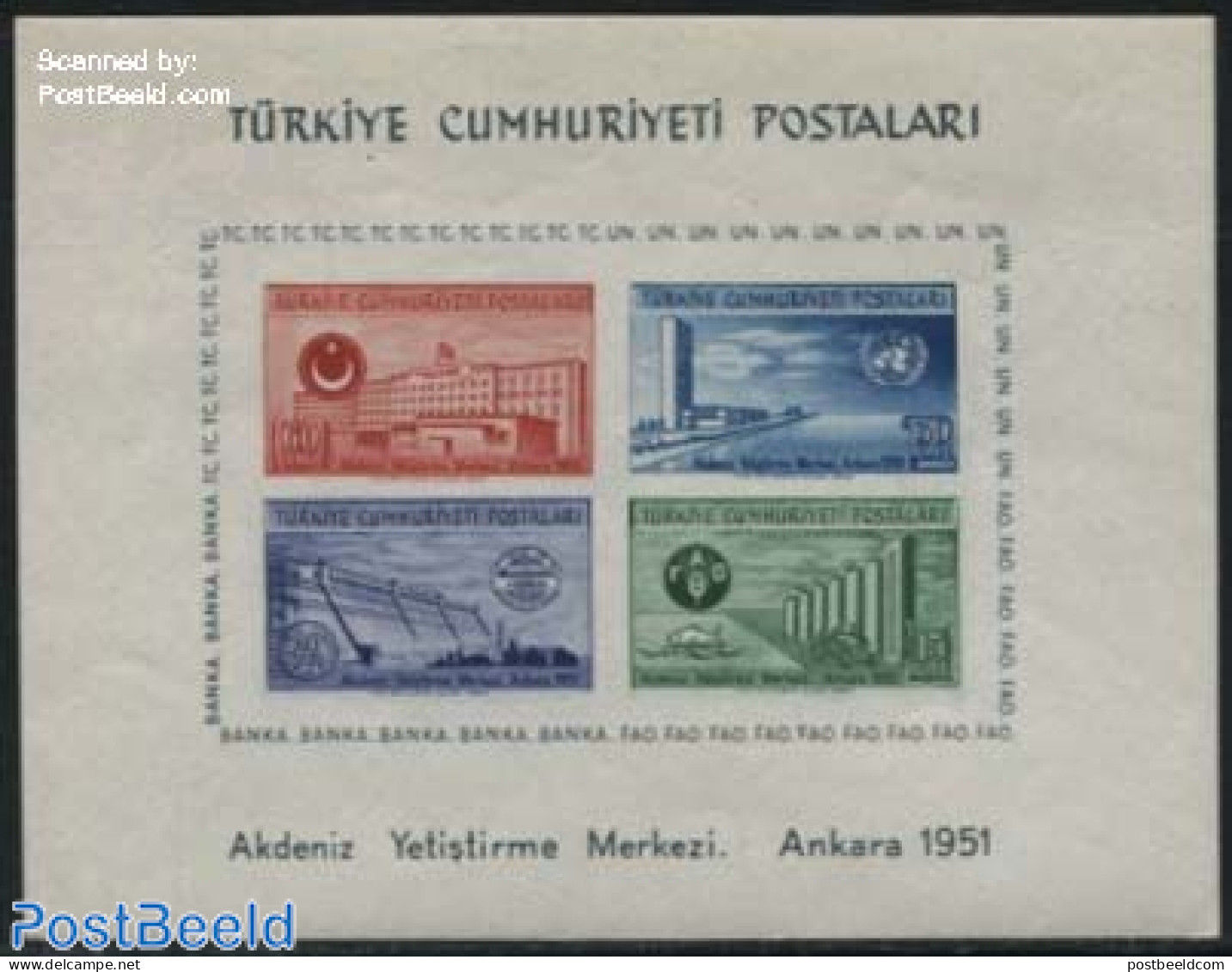 Türkiye 1952 UNO Mediterranean Commission S/s, Unused (hinged), History - United Nations - Sonstige & Ohne Zuordnung