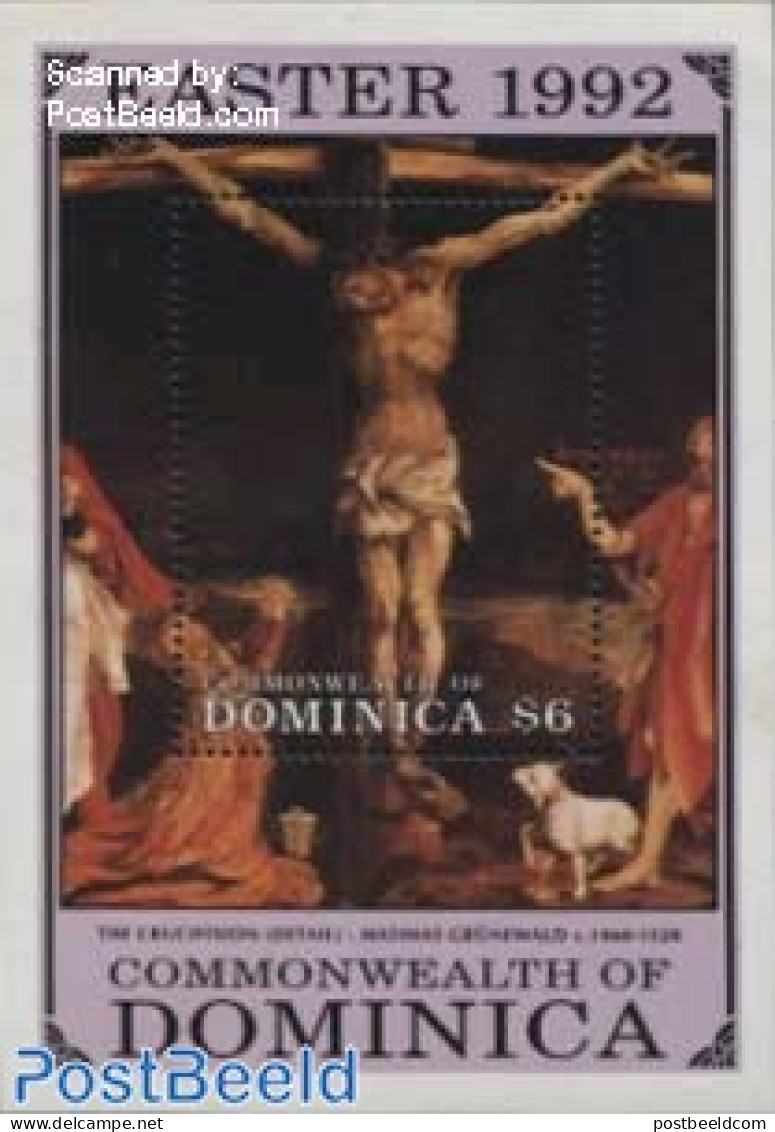 Dominica 1992 Easter, Crucifixion S/s, Mint NH, Religion - Religion - Art - Paintings - Dominican Republic