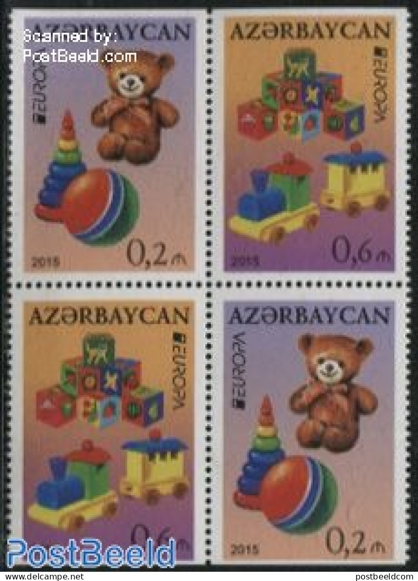 Azerbaijan 2015 Europa, Old Toys 4v From Booklet, Partially Perforated, Mint NH, History - Nature - Transport - Variou.. - Fruits