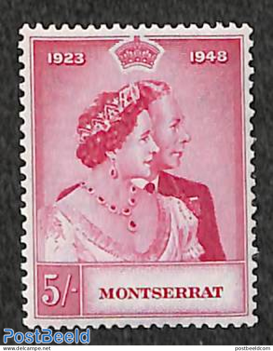 Montserrat 1949 5Sh, Stamp Out Of Set, Mint NH, History - Kings & Queens (Royalty) - Koniklijke Families