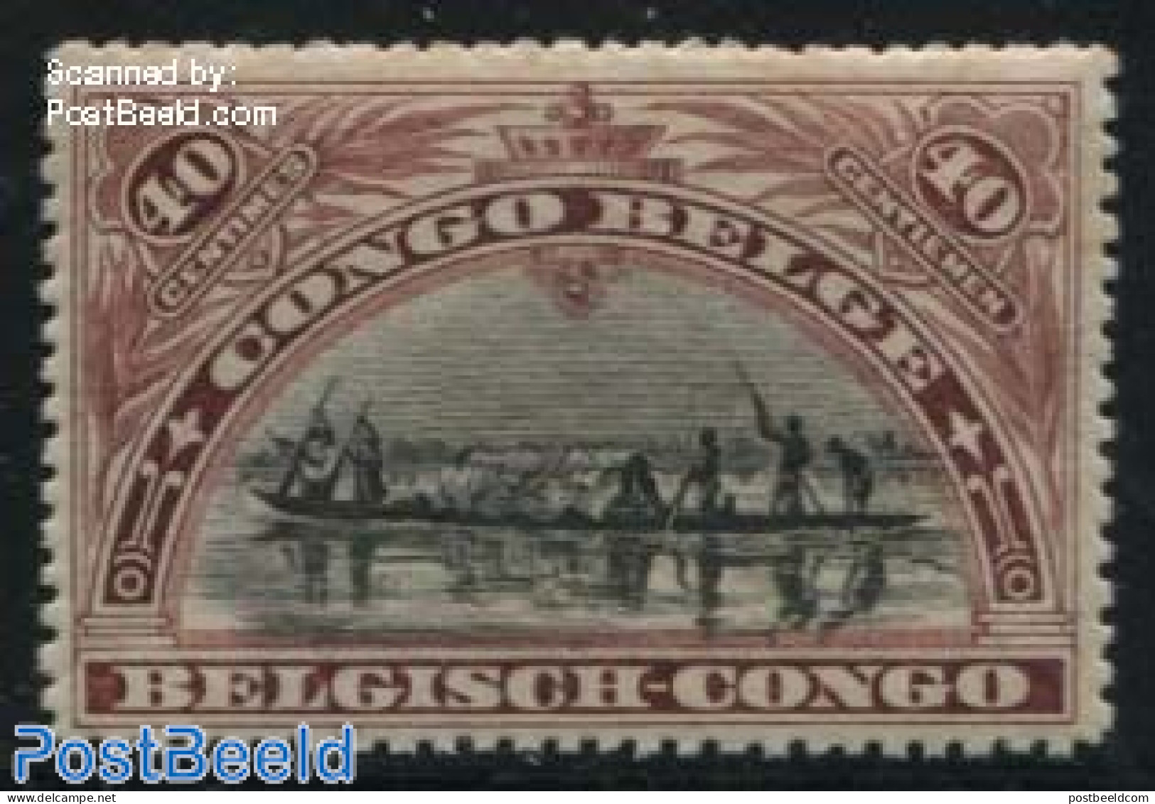 Congo Belgium 1915 40c, Stamp Out Of Set, Mint NH, Transport - Ships And Boats - Ships