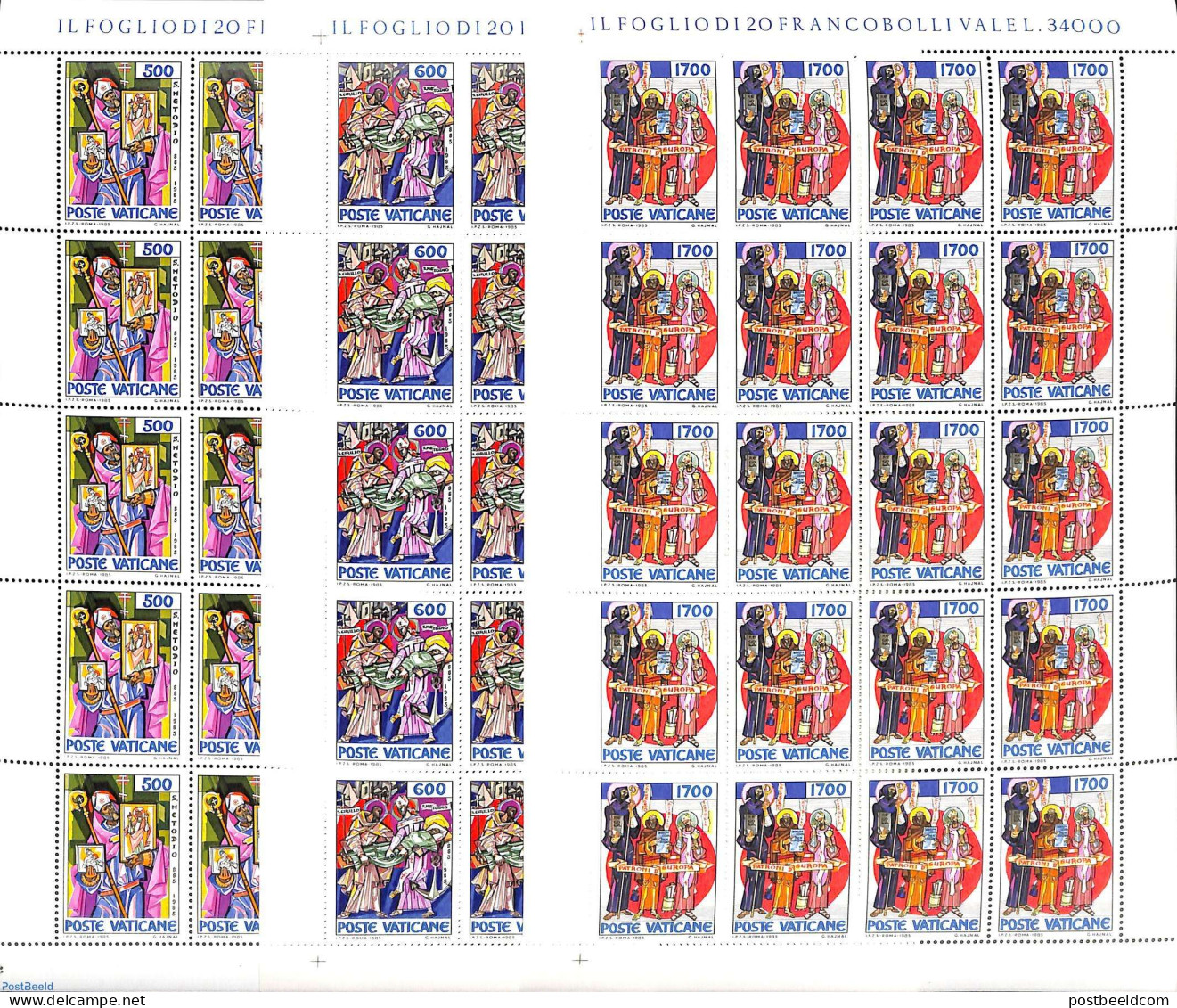 Vatican 1995 Saint Methodios 3 M/s (= 20 Sets), Mint NH, History - Religion - Europa Hang-on Issues - Religion - Nuovi