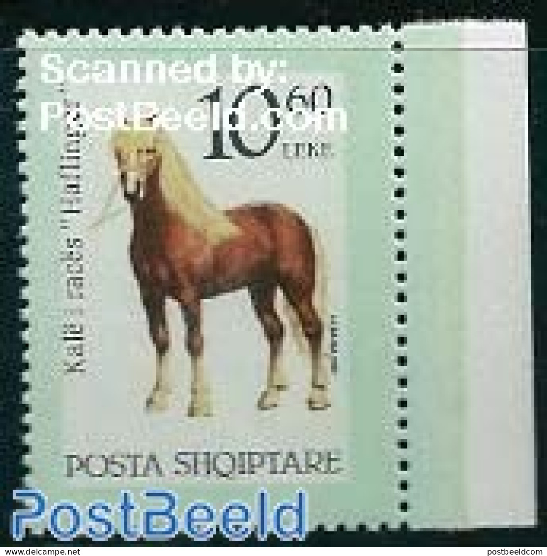 Albania 1992 Horses 1v, Green Cadre, Mint NH, Nature - Various - Horses - Errors, Misprints, Plate Flaws - Oddities On Stamps