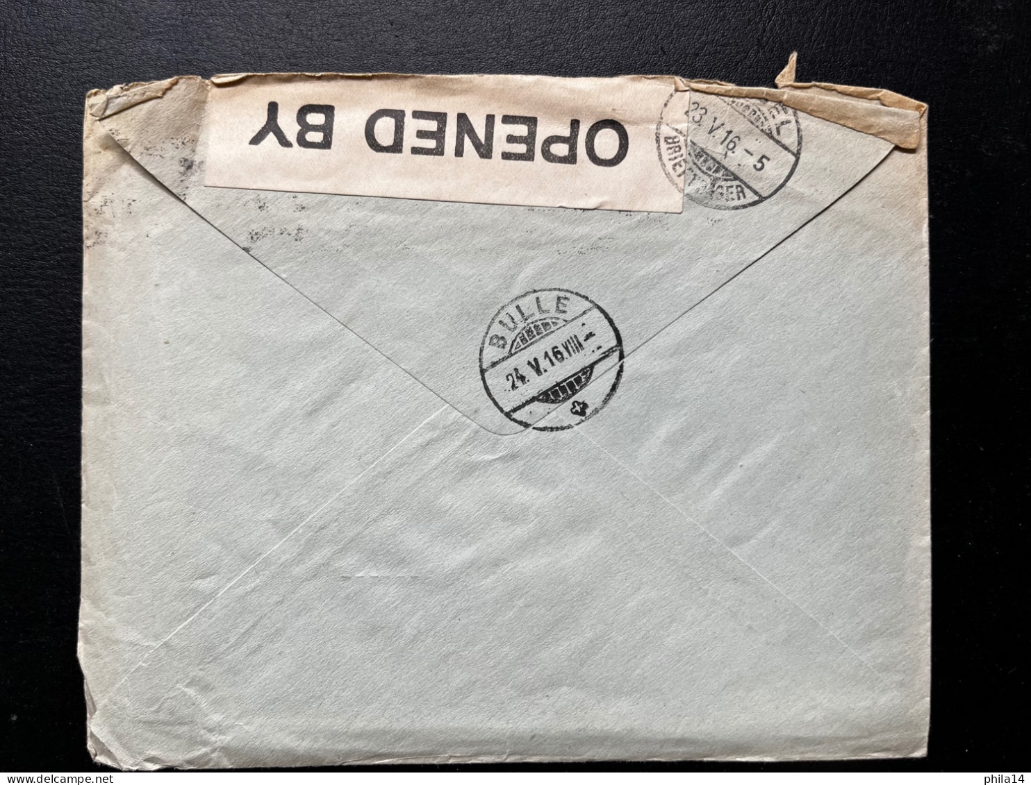 SP ENVELOPPE GB 2 1/2 PENNY LONDRES POUR BULLE SUISSE / BANDE DE CENSURE / 1916 - Cartas & Documentos