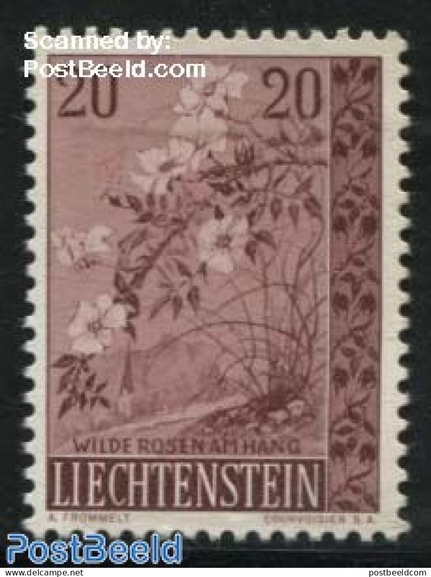 Liechtenstein 1957 20Rp, Stamp Out Of Set, Mint NH, Nature - Flowers & Plants - Trees & Forests - Neufs