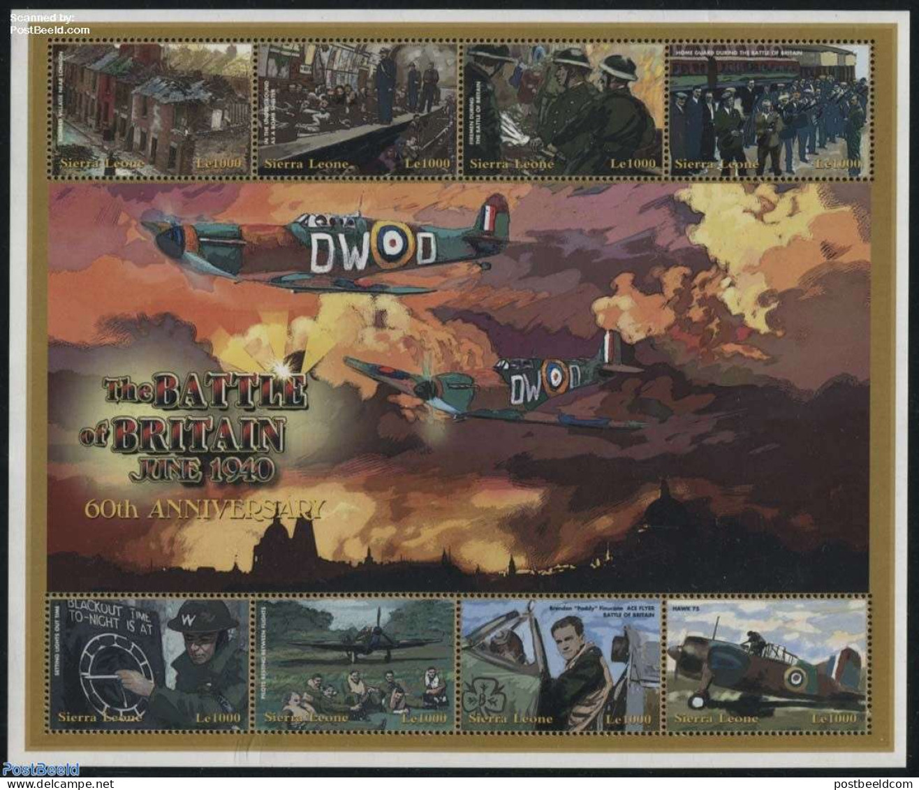 Sierra Leone 2001 The Battle Of Britain 8v M/s, Mint NH, History - Transport - World War II - Aircraft & Aviation - WW2 (II Guerra Mundial)