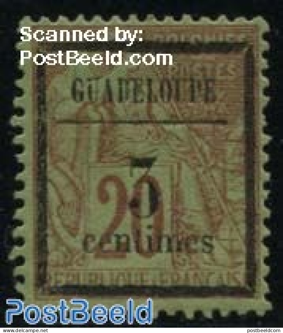 Guadeloupe 1889 3c On 20c, Stamp Out Of Set, Unused (hinged) - Neufs