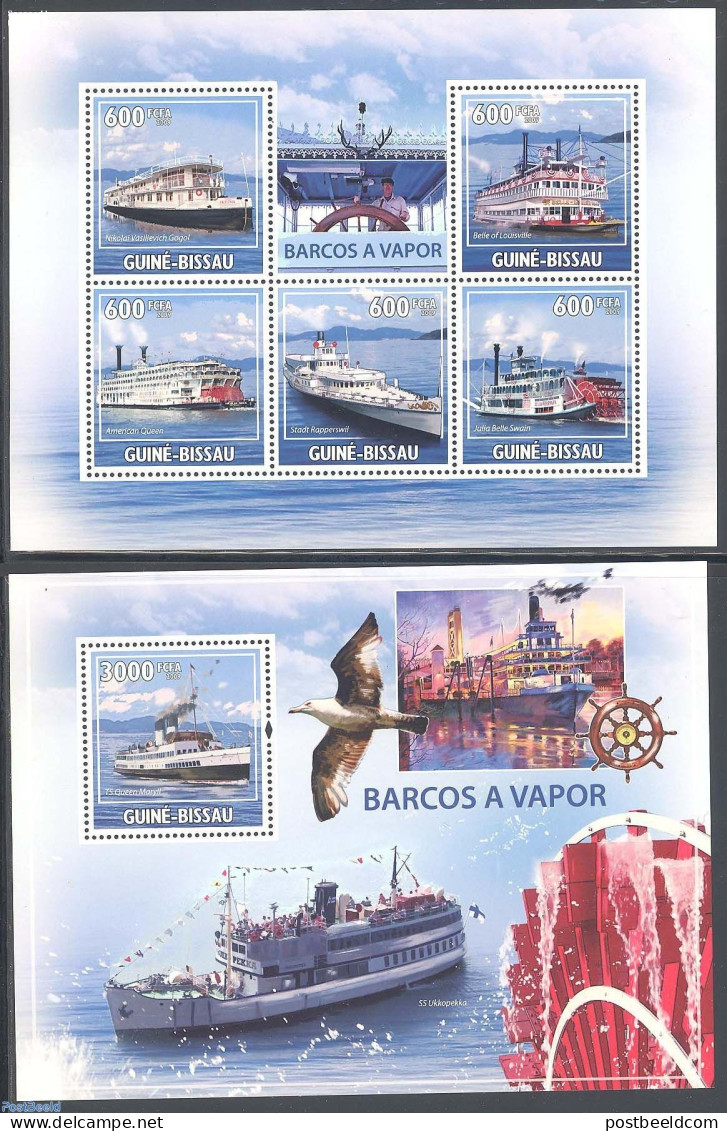 Guinea Bissau 2009 Steam Boats 2 S/s, Mint NH, Transport - Ships And Boats - Ships