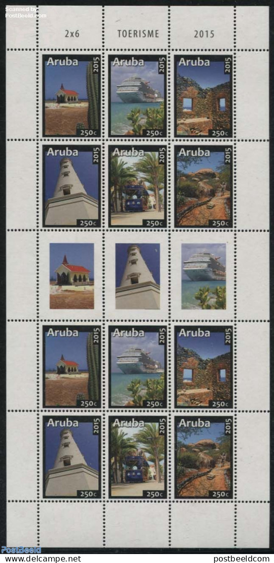 Aruba 2015 Tourism M/s, Mint NH, Nature - Religion - Transport - Various - Cacti - Churches, Temples, Mosques, Synagog.. - Cactusses