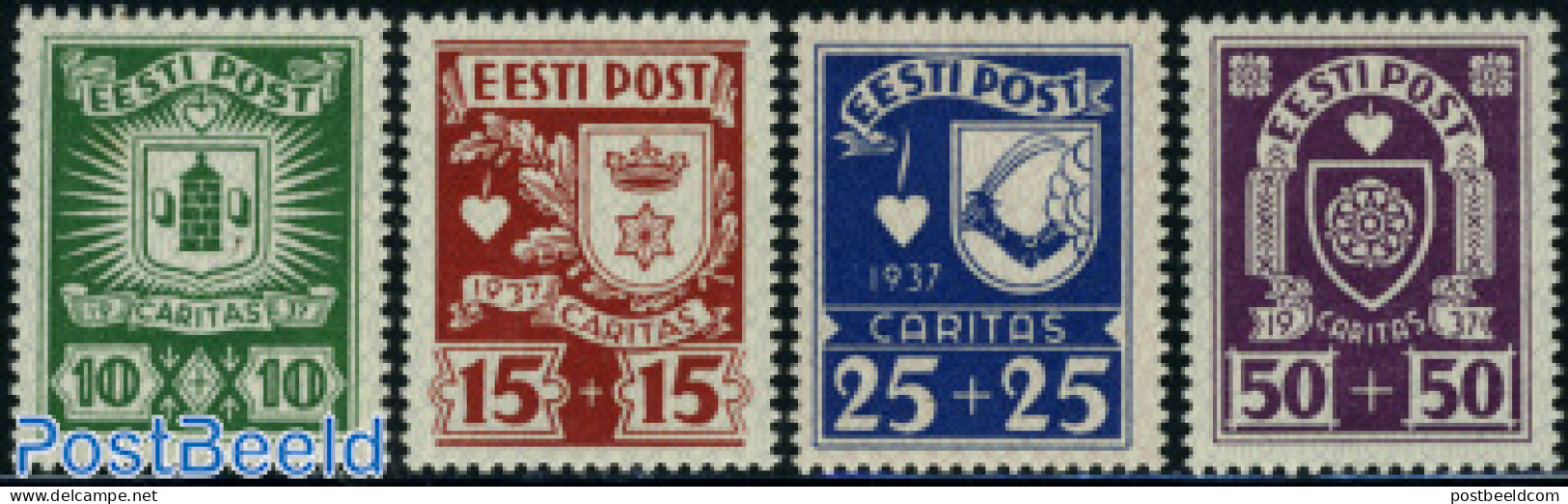 Estonia 1937 Coat Of Arms 4v, Unused (hinged), History - Coat Of Arms - Estonia