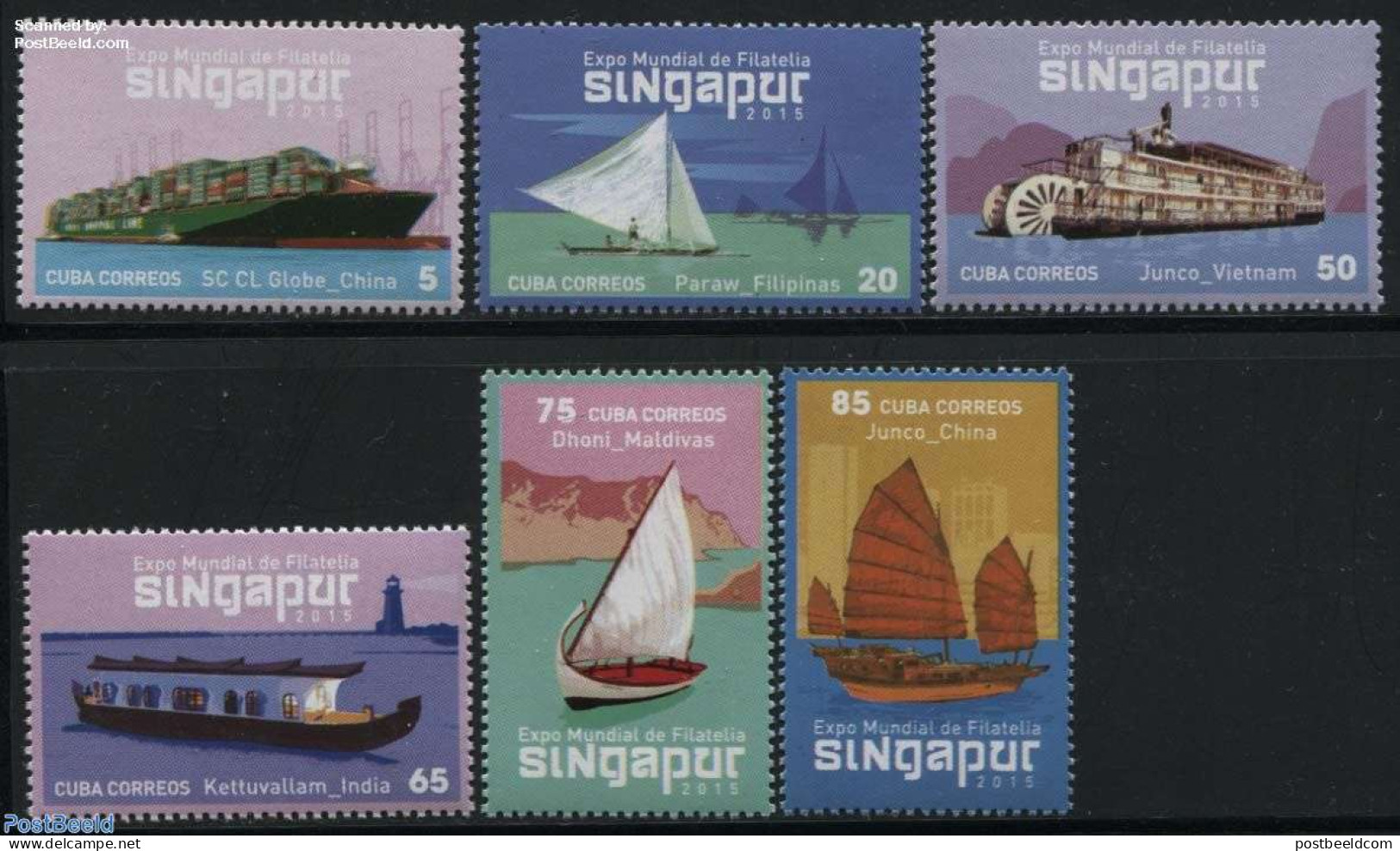 Cuba 2015 Philatelic Expo Singapore 6v, Mint NH, Sport - Transport - Various - Sailing - Philately - Ships And Boats -.. - Neufs