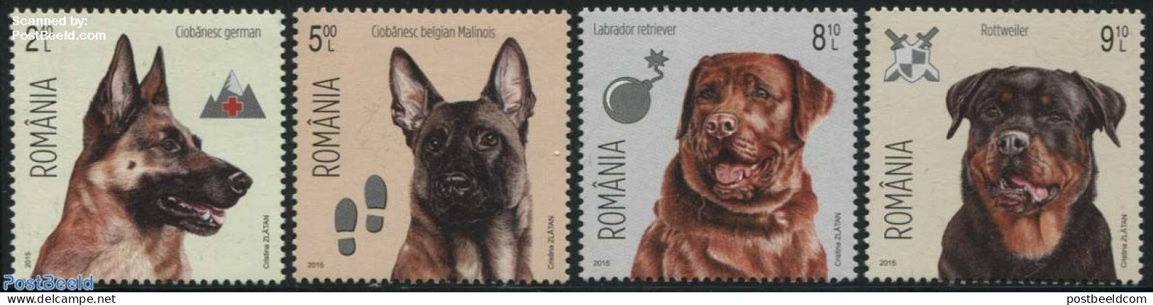 Romania 2015 Intelligent Dogs 4v, Mint NH, Nature - Dogs - Nuovi