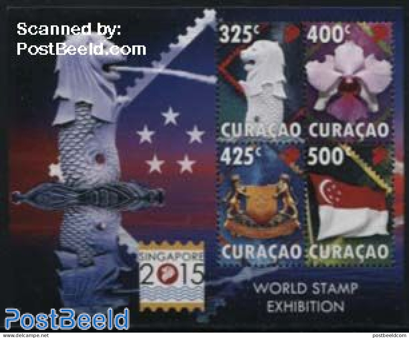 Curaçao 2015 Singapore 2015 4v M/s, Mint NH, History - Nature - Coat Of Arms - Flags - Orchids - Philately - Curaçao, Antille Olandesi, Aruba