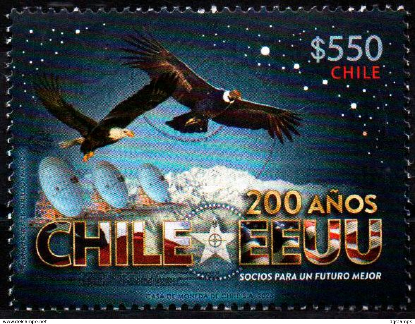 Chile 2023 ** 200 Years Of Diplomatic Relations With The United States. Flight Of The Condor And Bald Eagle. - Chili