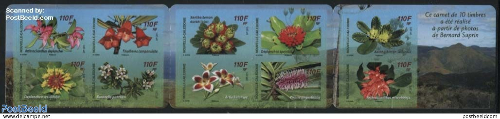 New Caledonia 2015 Flowers 10v S-a In Booklet, Mint NH, Nature - Flowers & Plants - Stamp Booklets - Unused Stamps