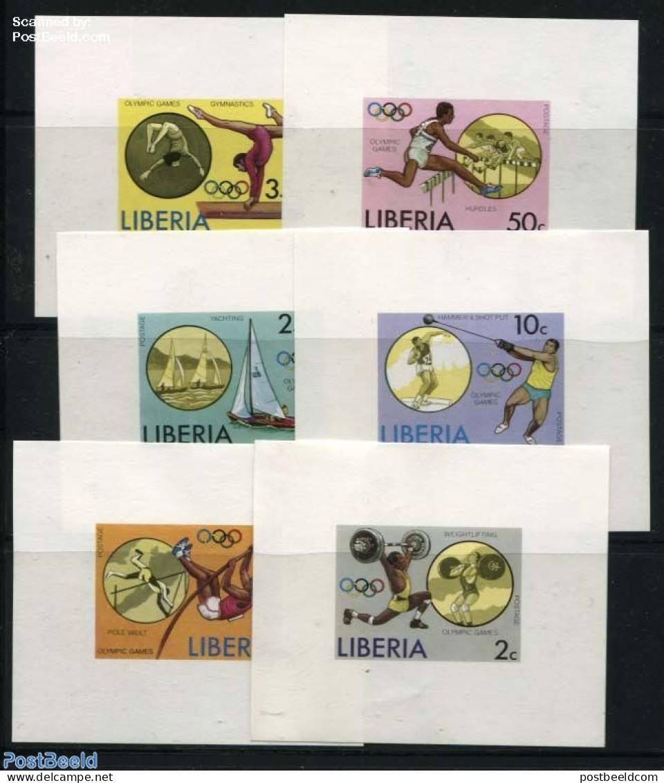 Liberia 1976 Olympic Games 6 S/s, Mint NH, Sport - Athletics - Gymnastics - Olympic Games - Sailing - Weightlifting - Atletica