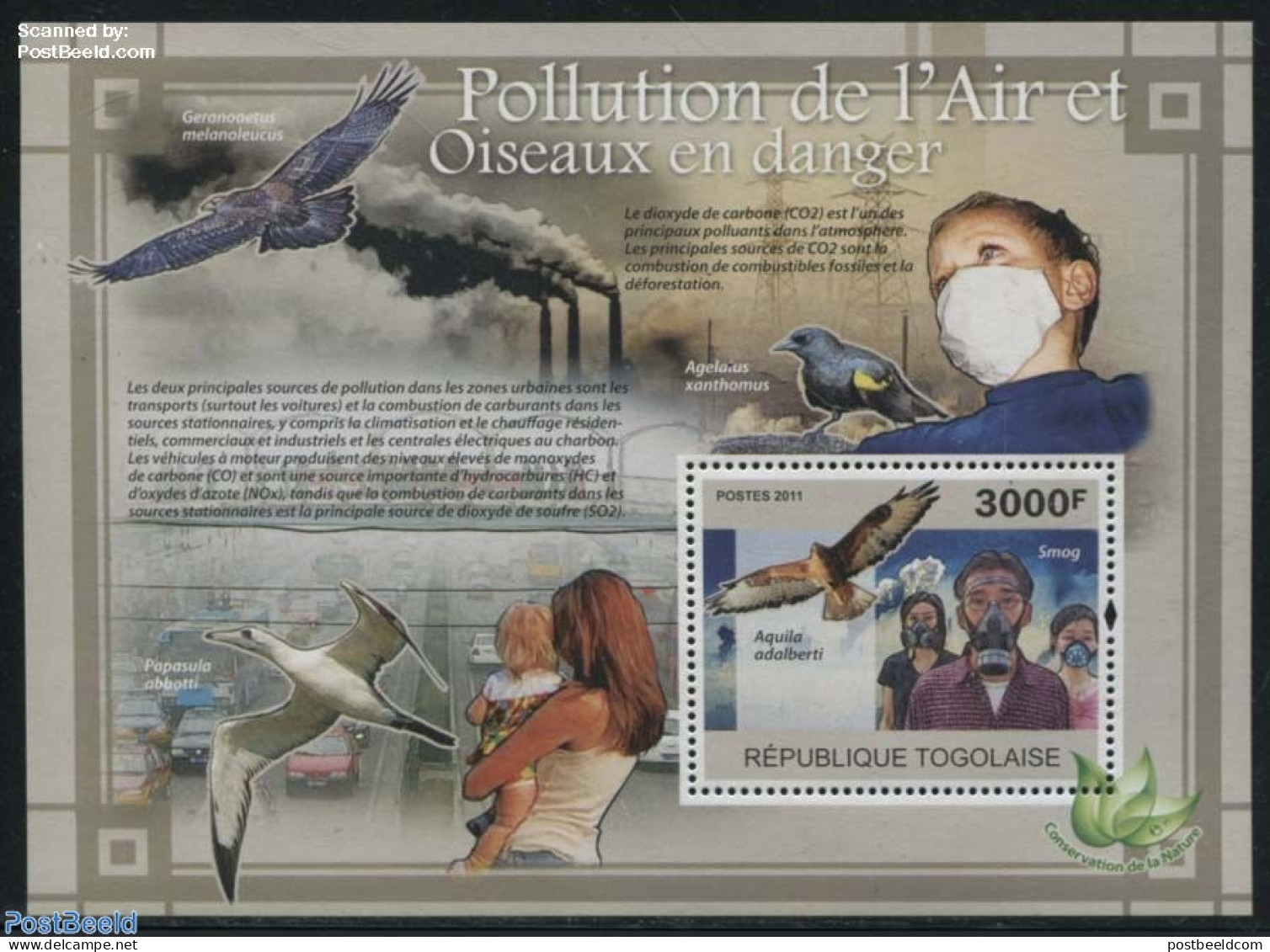 Togo 2011 Oir Pollution, Birds In Danger S/s, Mint NH, Nature - Birds Of Prey - Environment - Protezione Dell'Ambiente & Clima