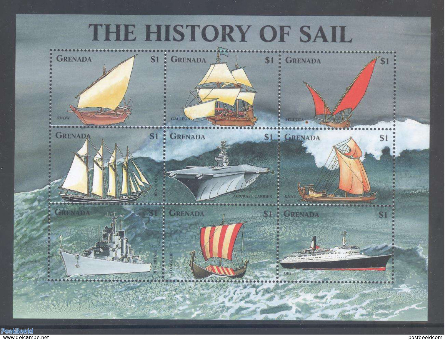 Grenada 1998 The History Of Sail 9v M/s, Mint NH, Transport - Ships And Boats - Ships