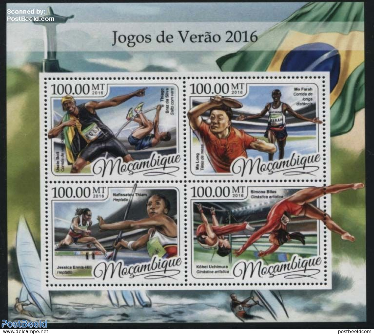 Mozambique 2016 Olympic Games Rio 4v M/s, Mint NH, Sport - Athletics - Gymnastics - Olympic Games - Sport (other And M.. - Atletica
