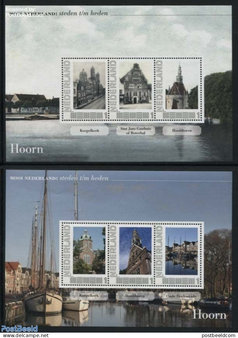 Netherlands - Personal Stamps TNT/PNL 2011 Cities In The Past And Present 2 S/s, Hoorn, Mint NH, Transport - Ships And.. - Ships