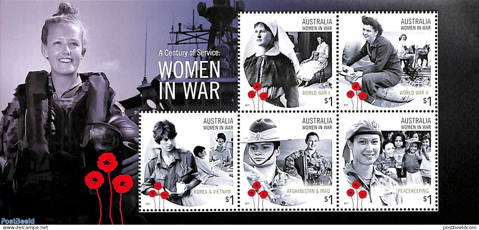 Australia 2017 Women In War S/s, Mint NH, Health - History - Nature - Health - World War II - Horses - World War I - Unused Stamps