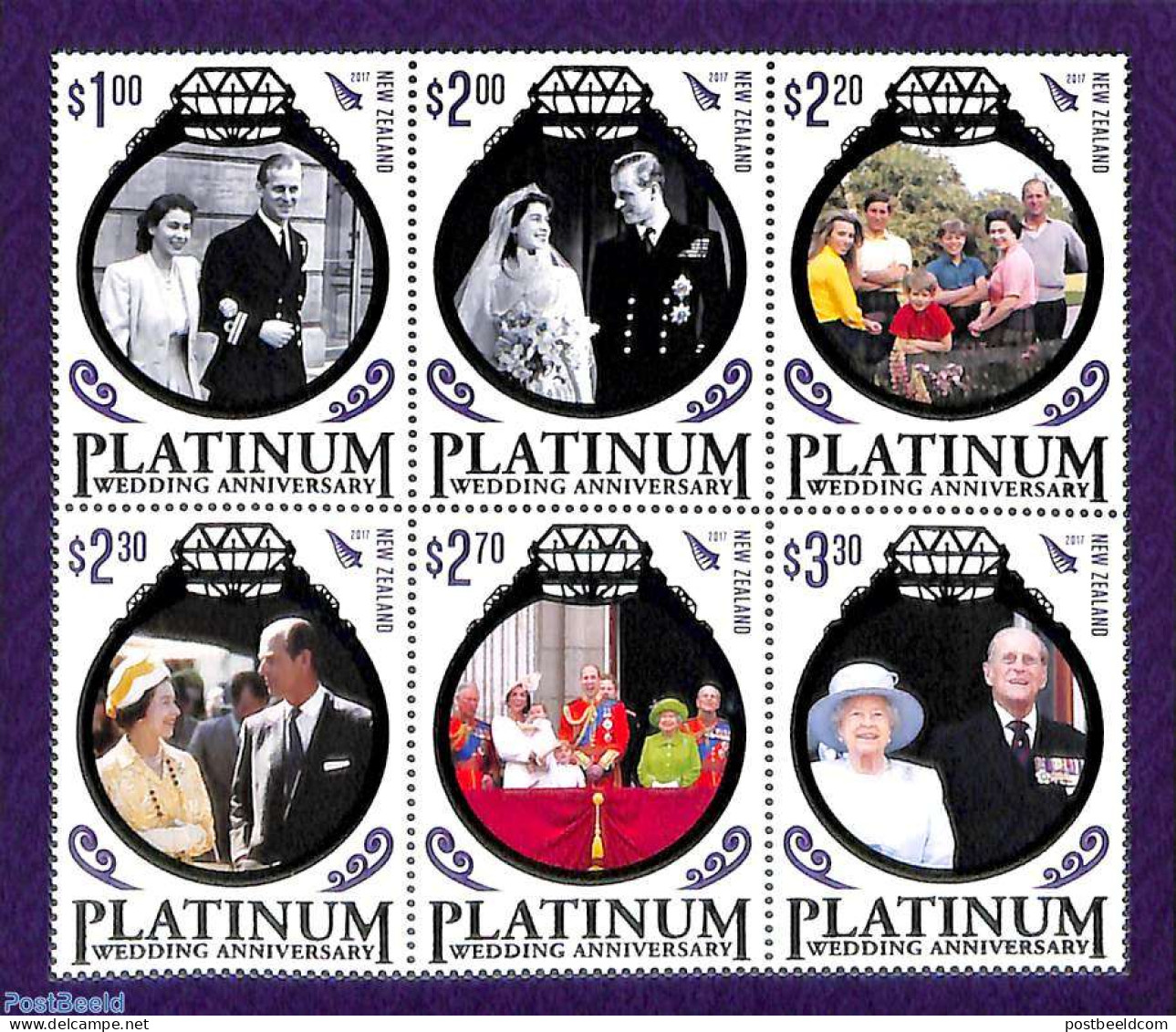 New Zealand 2017 Queen Elizabeth II, Platinum Wedding Anniversary S/s, Mint NH, History - Kings & Queens (Royalty) - Nuovi