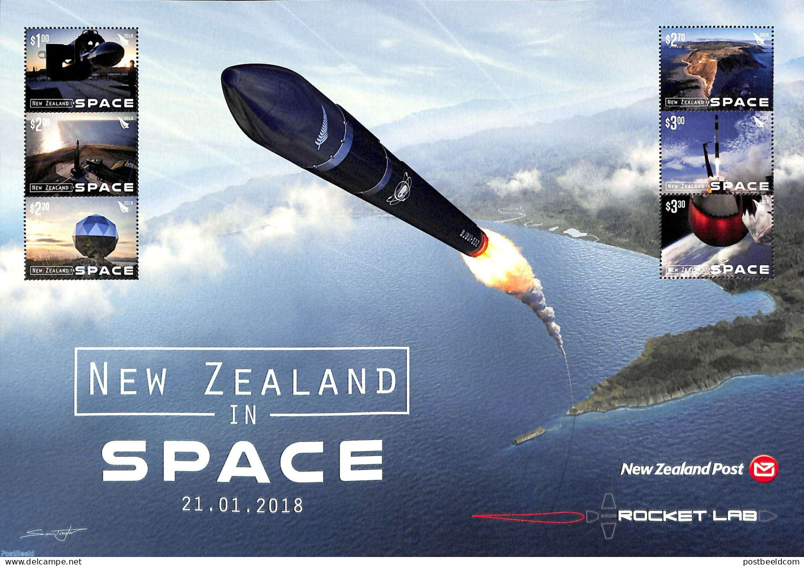 New Zealand 2018 Rocket Lab M/s, Mint NH, Transport - Space Exploration - Unused Stamps