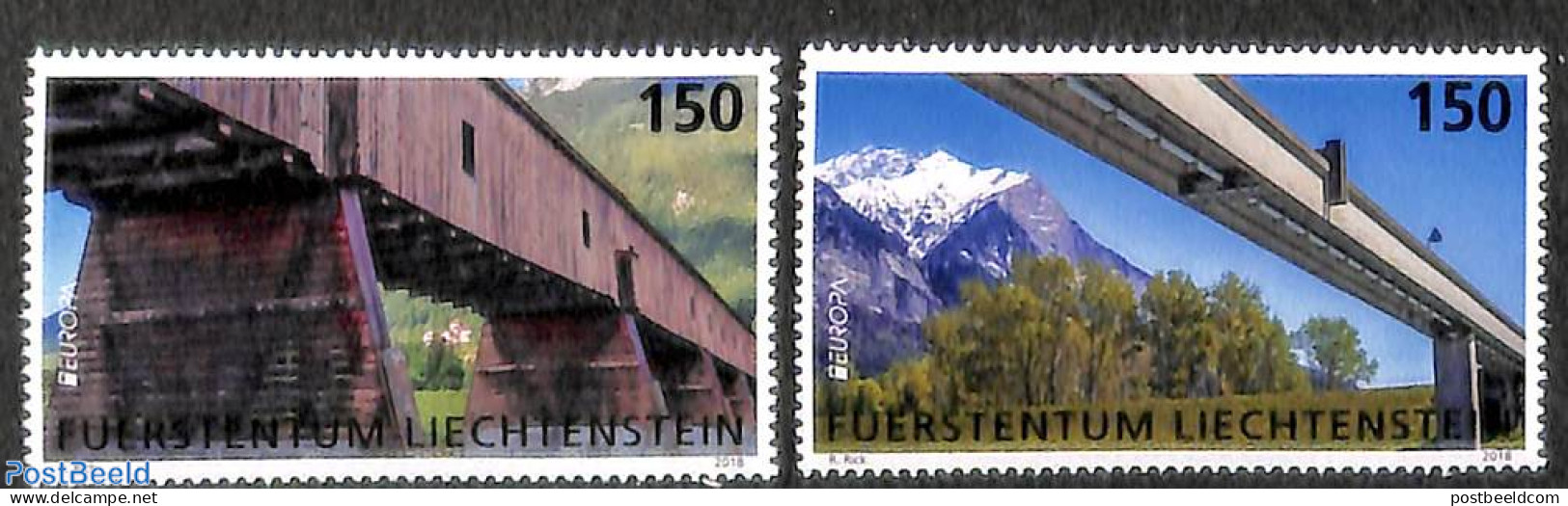 Liechtenstein 2018 Europa, Bridges 2v, Mint NH, History - Europa (cept) - Art - Bridges And Tunnels - Ungebraucht