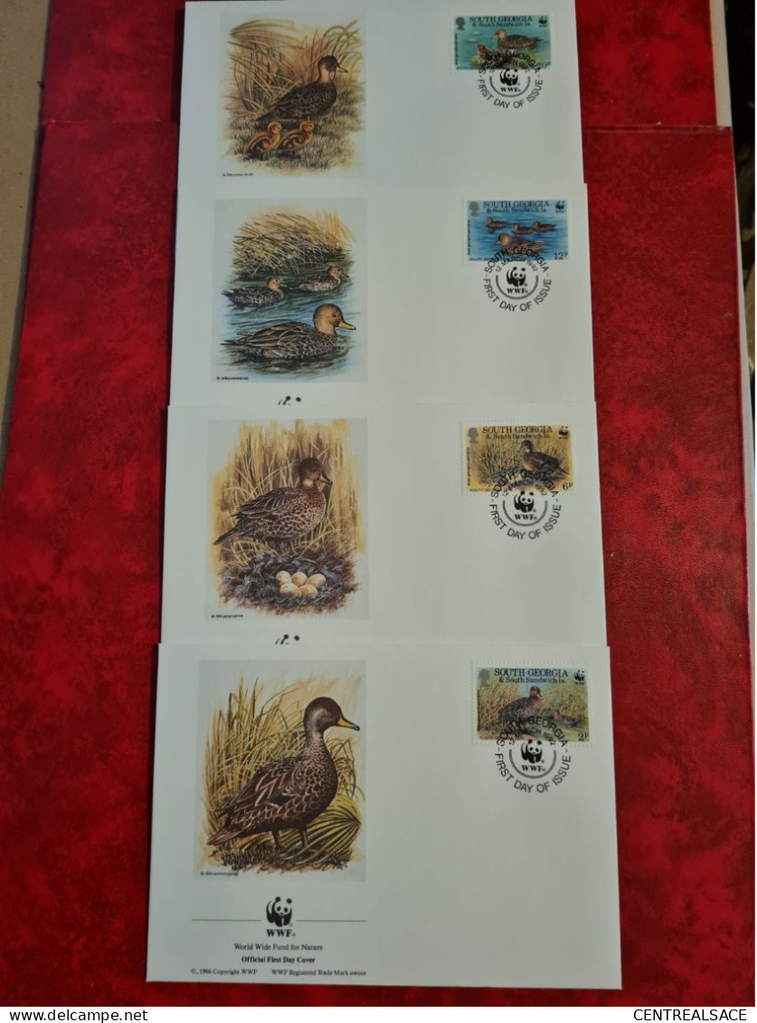 LETTRE FDC WORLD WIDE FUND 1992 SOUTH GEOGIA  GEORGIE DU SUD OISEAUX - South Georgia