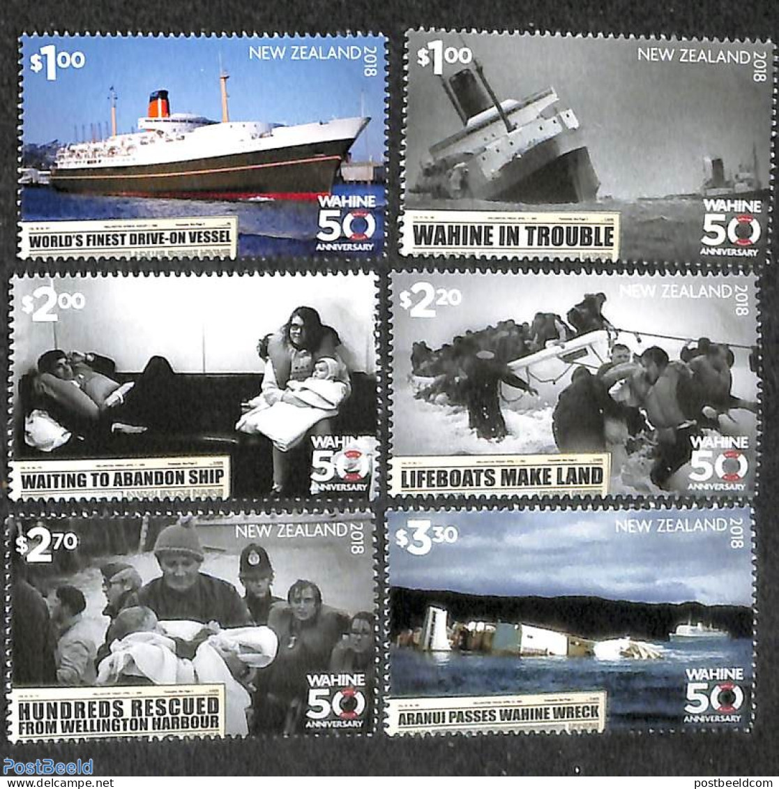 New Zealand 2018 Wahine Sinking 6v, Mint NH, Transport - Ships And Boats - Unused Stamps
