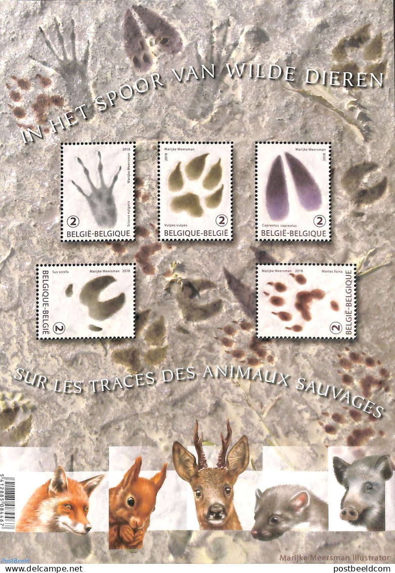 Belgium 2018 In The Trace Of Wild Animals 5v M/s, Mint NH, Nature - Animals (others & Mixed) - Hunting - Nuevos