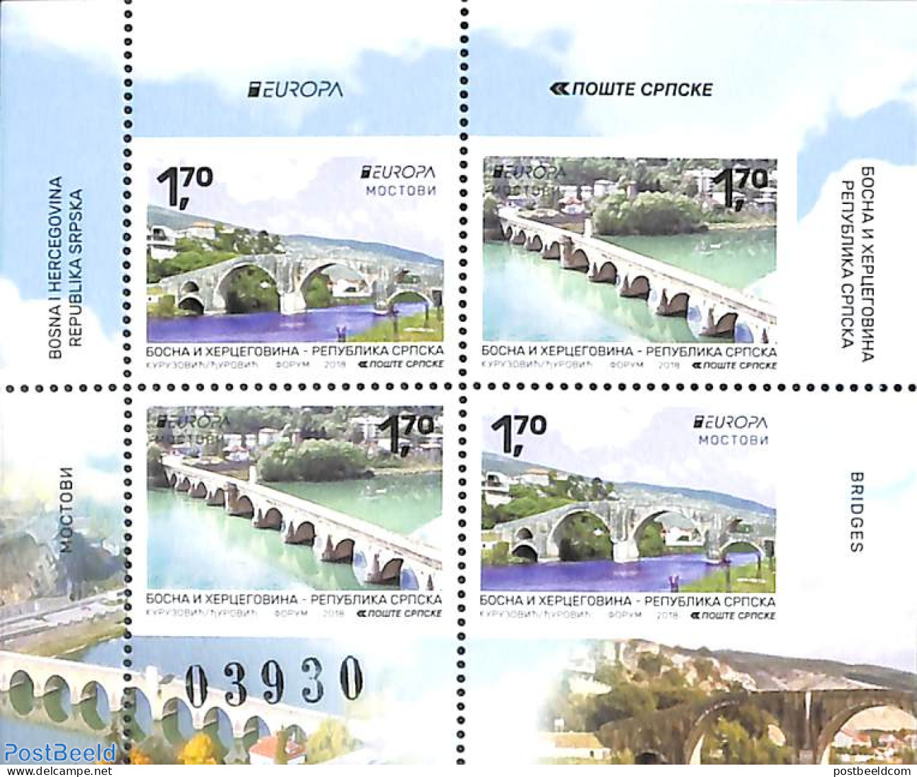 Bosnia Herzegovina - Serbian Adm. 2018 Europa, Bridges S/s, Mint NH, History - Europa (cept) - Art - Bridges And Tunnels - Ponti