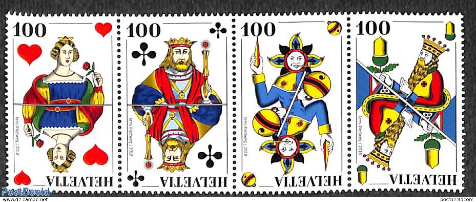 Switzerland 2018 Playing Cards 4v [:::], Mint NH, Sport - Playing Cards - Unused Stamps