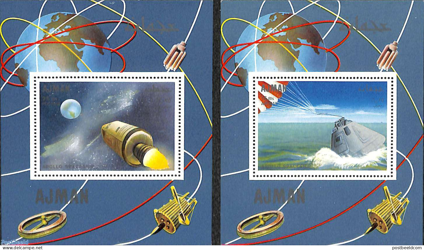 Ajman 1968 Space Exploration 2 S/s, Mint NH, Transport - Space Exploration - Ajman