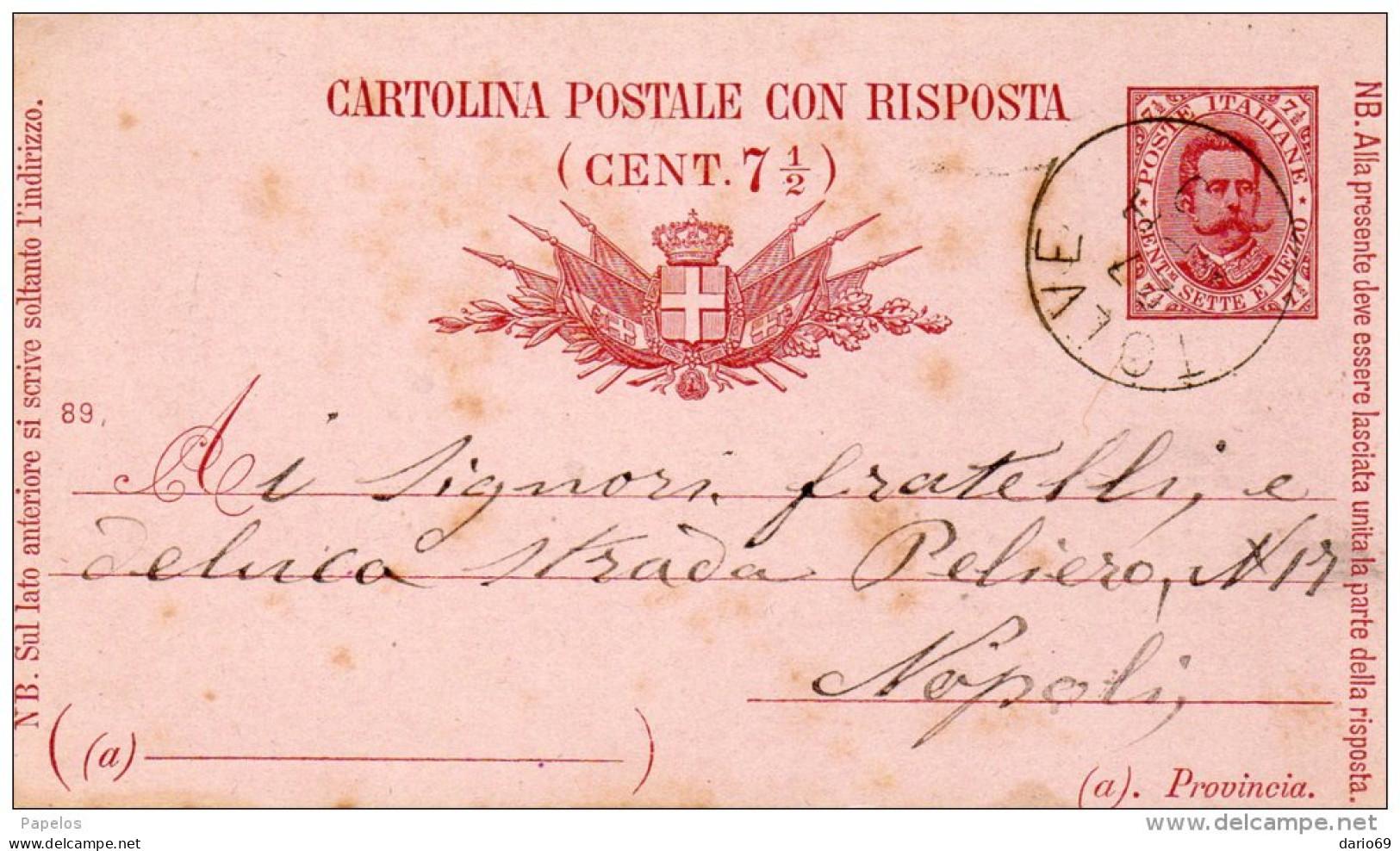 CARTOLINA CON ANNULLO TOLVE POTENZA - Stamped Stationery