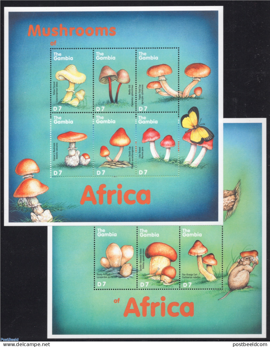 Gambia 2000 Mushrooms 2 X 6v (2 M/s), Mint NH, Nature - Mushrooms - Champignons