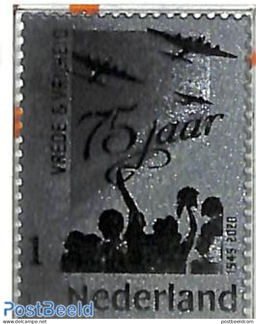 Netherlands - Personal Stamps TNT/PNL 2020 75 Years Liberation, Silver Stamp, Mint NH, History - Transport - World War.. - WW2