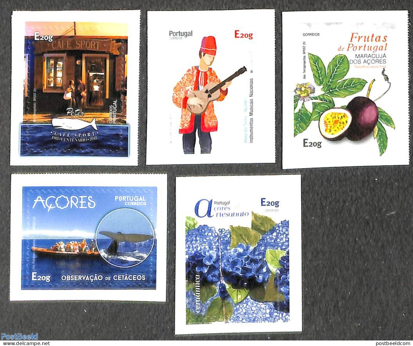 Azores 2020 Stamps Of 2019 5v S-a, Mint NH, History - Nature - Transport - Europa (cept) - Fruit - Sea Mammals - Ships.. - Fruits