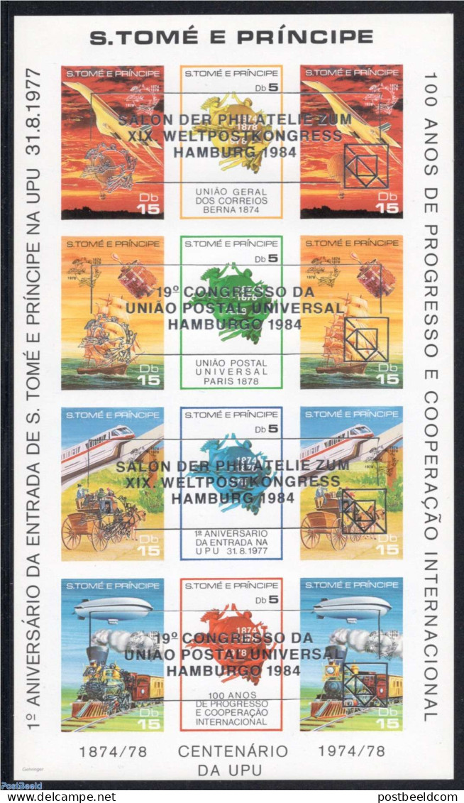 Sao Tome/Principe 1983 UPU Congress 12v M/s, Imperforate, Mint NH, Transport - U.P.U. - Aircraft & Aviation - Railways.. - U.P.U.