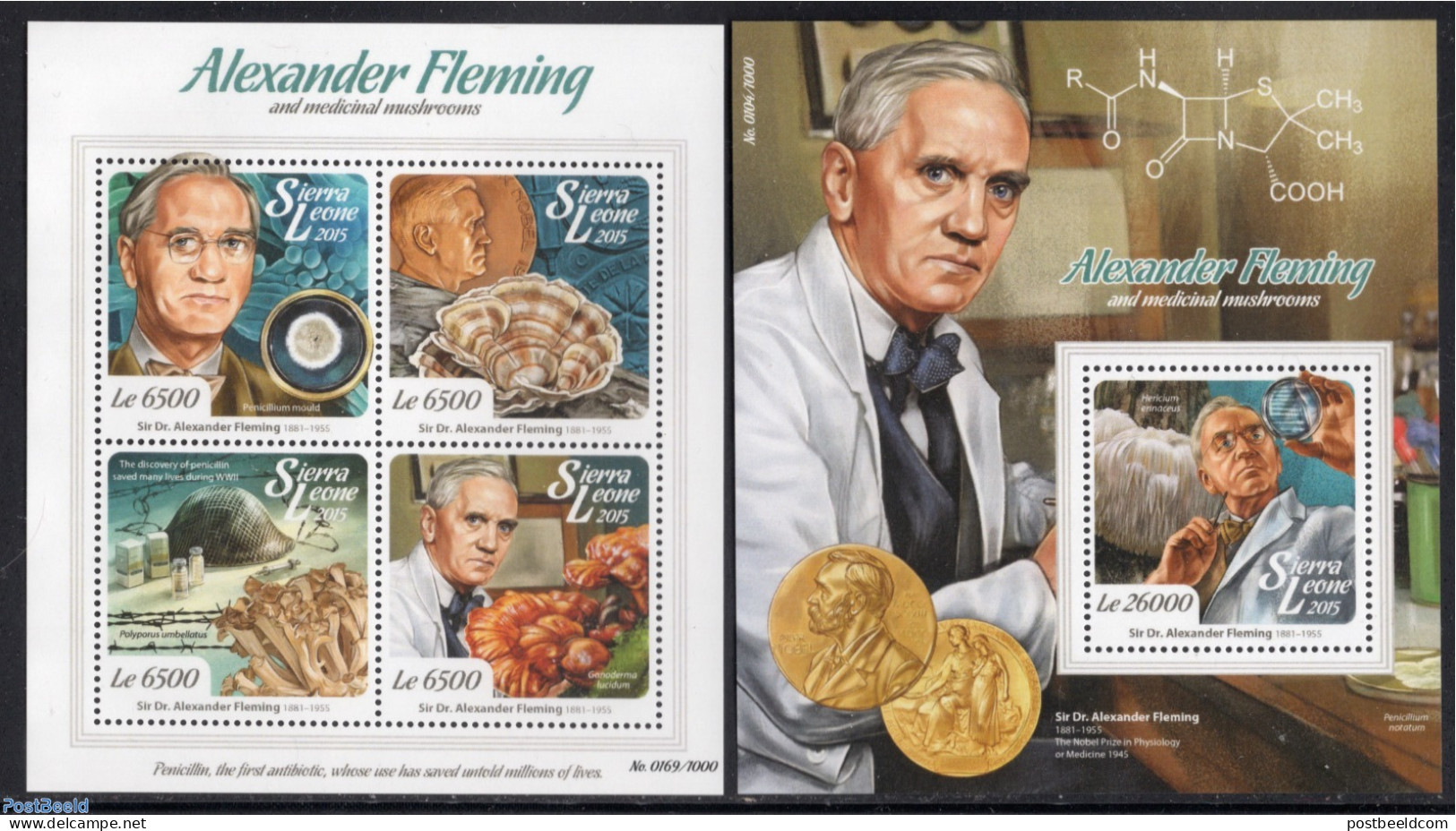 Sierra Leone 2015 Alexander Fleming 2 S/s, Mint NH, Nature - Mushrooms - Champignons