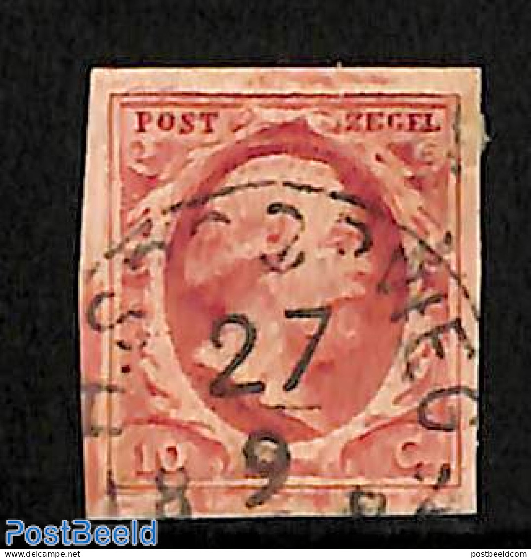 Netherlands 1852 10c, Used, H.SPOORWEG-C, Used Stamps - Used Stamps