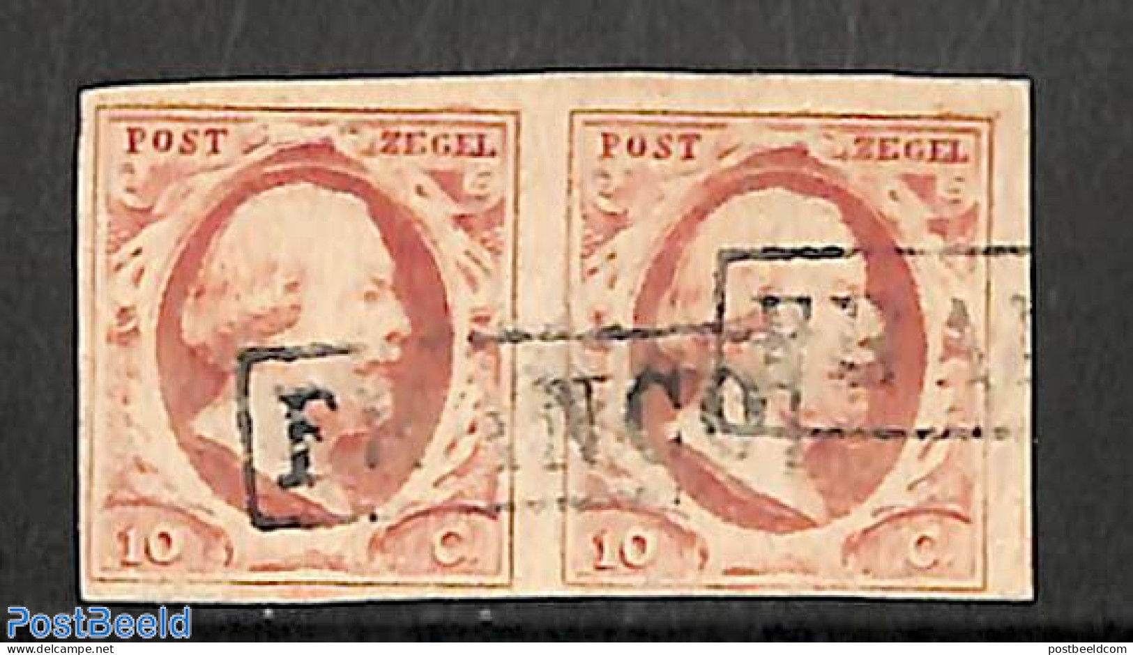Netherlands 1852 10c, Used Pair, Used Stamps - Oblitérés
