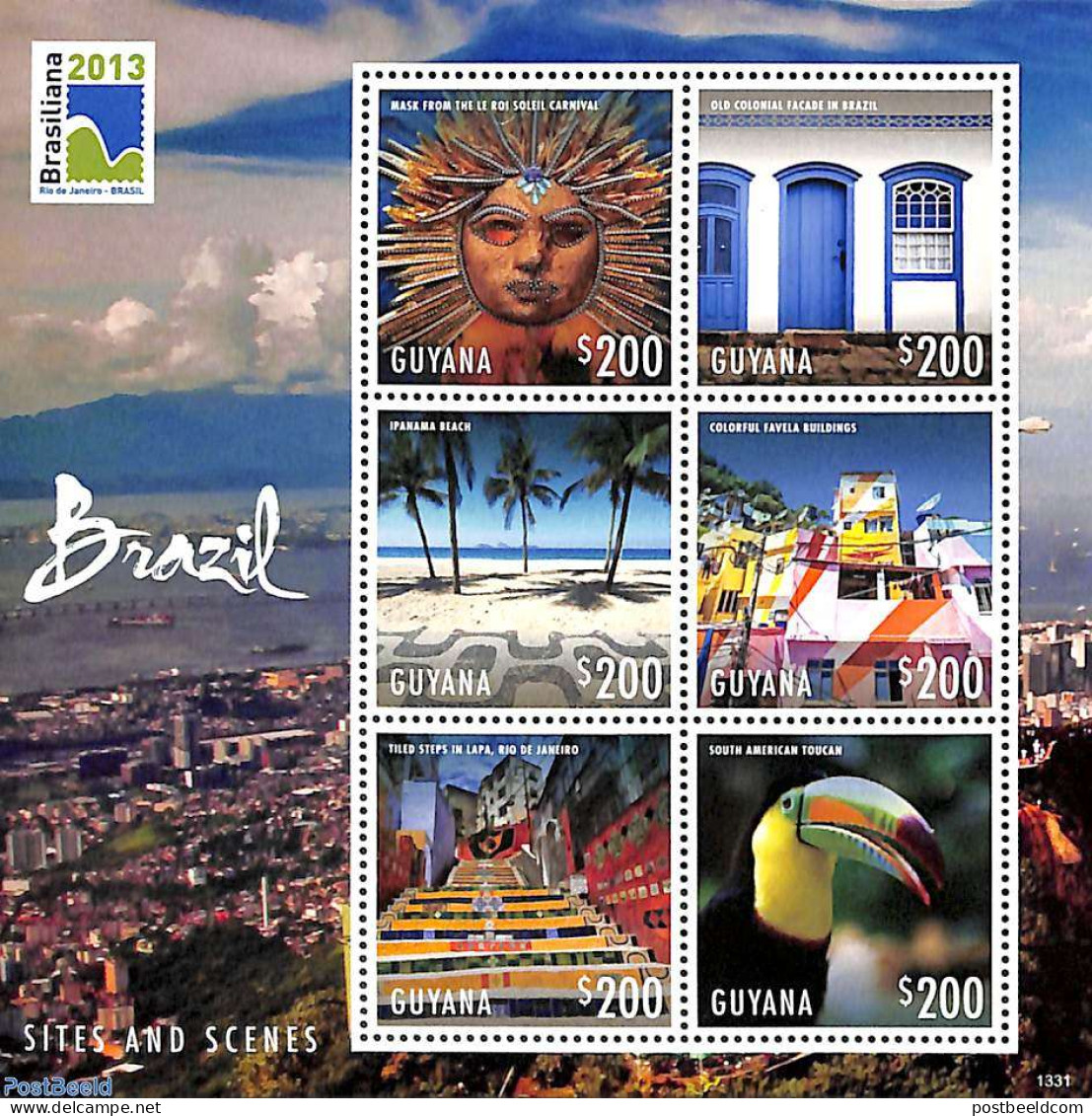 Guyana 2013 Brasiliana 2013 6v M/s, Mint NH, Nature - Various - Birds - Tourism - Guyana (1966-...)