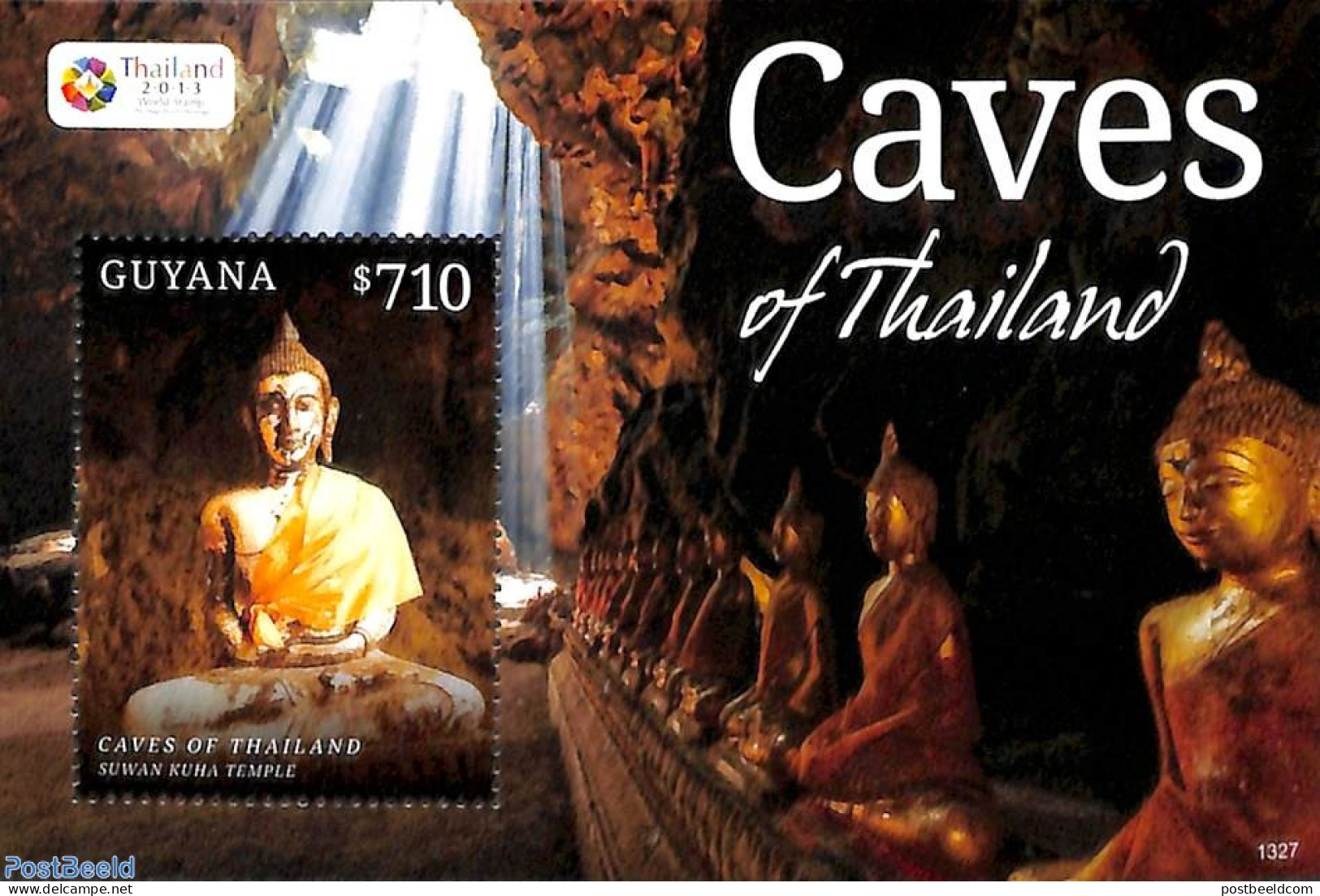 Guyana 2013 Caves Of Thailand S/s, Mint NH, History - Religion - Geology - Religion - Art - Sculpture - Sculpture
